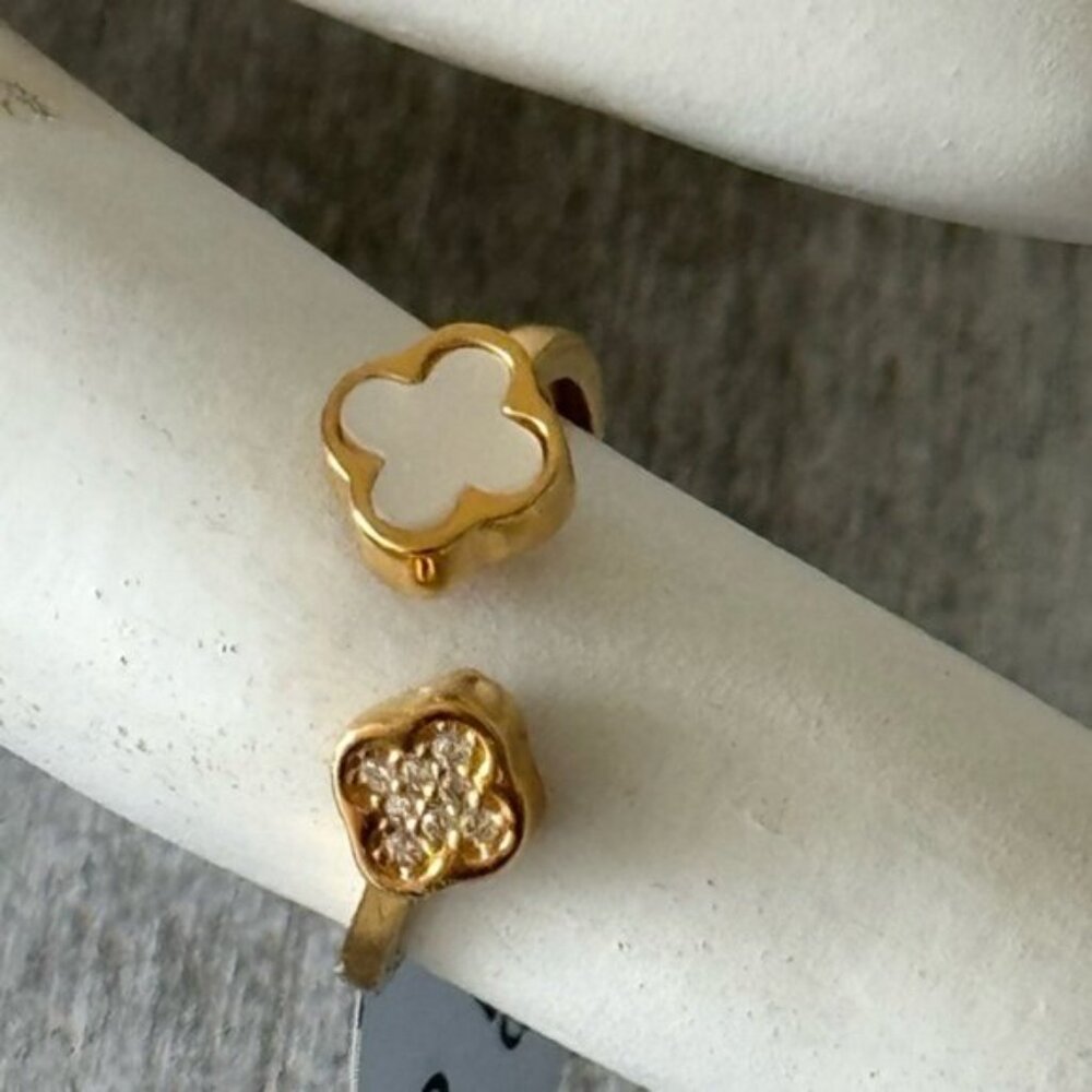 Rachel Zoe Sterling Silver 925 Gold Plated Double Clover Ring Sz. 6 - Picture 11 of 16